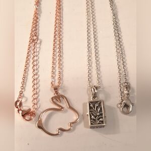 Elegant Rose Gold Over 925 Silver and Silver  925 Rabbit Pendant And Locket Pend